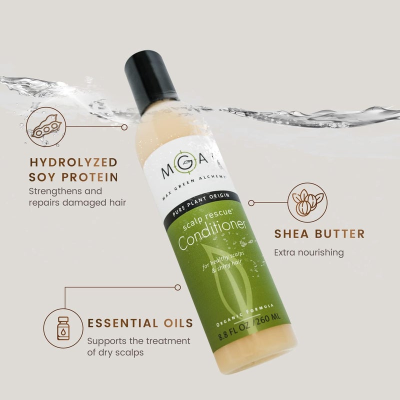 Max Green Alchemy MGA Scalp Rescue Conditioner - Organic Vegan Hair Care with Tea Tree for Healthy Scalp and Shiny Hair - 8.8 Fl Oz - Image 2